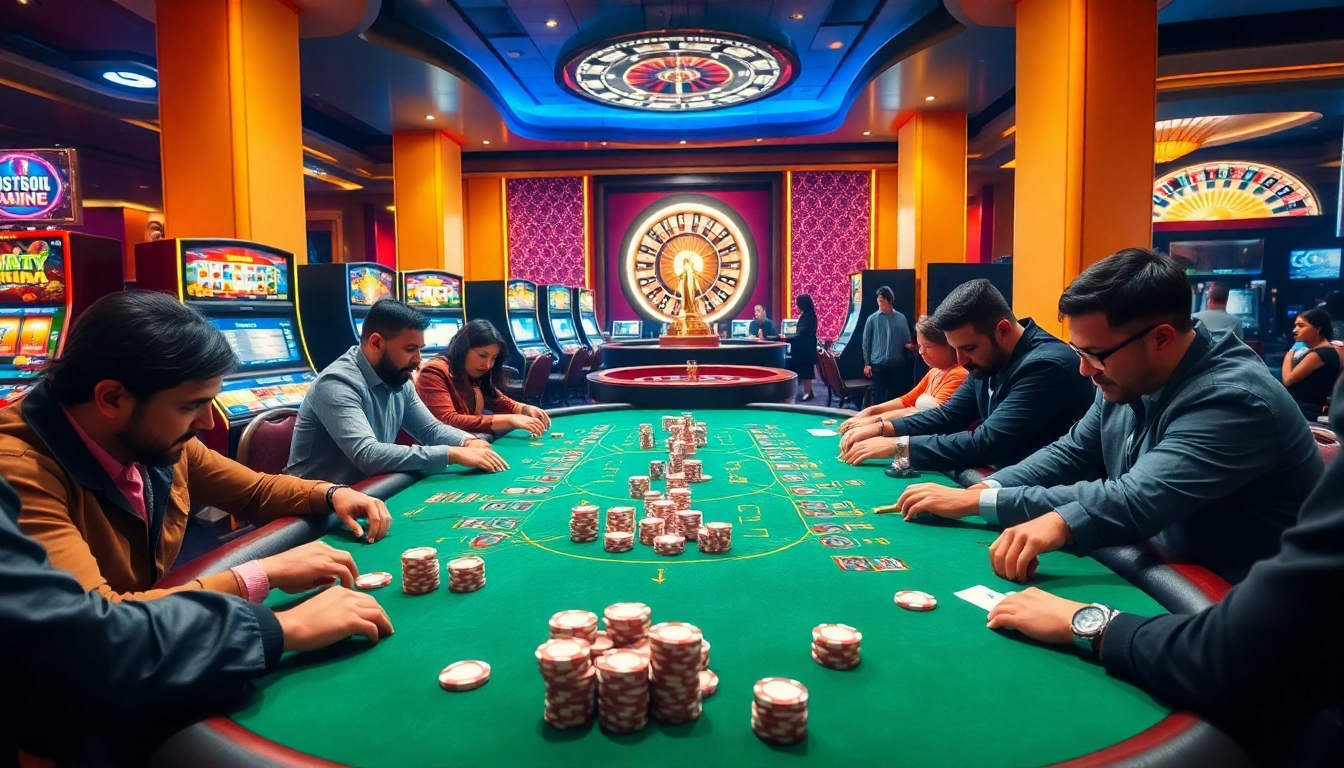 Engaged players participate at a poker table, embodying the excitement of gambling at https://topclub.space/.