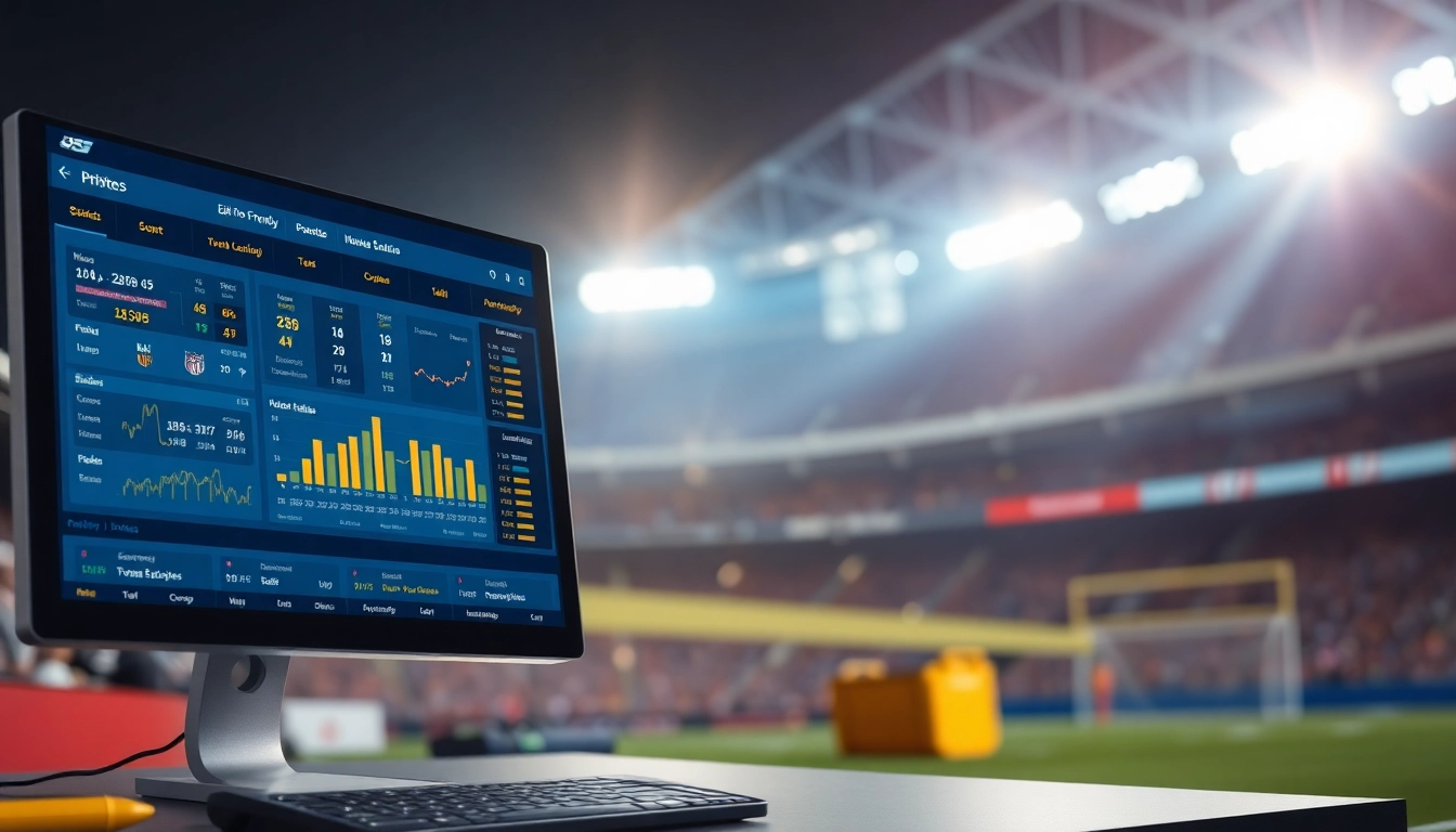 Visualisation d'un site de paris sportifs avec des statistiques et des options de pari attrayantes.