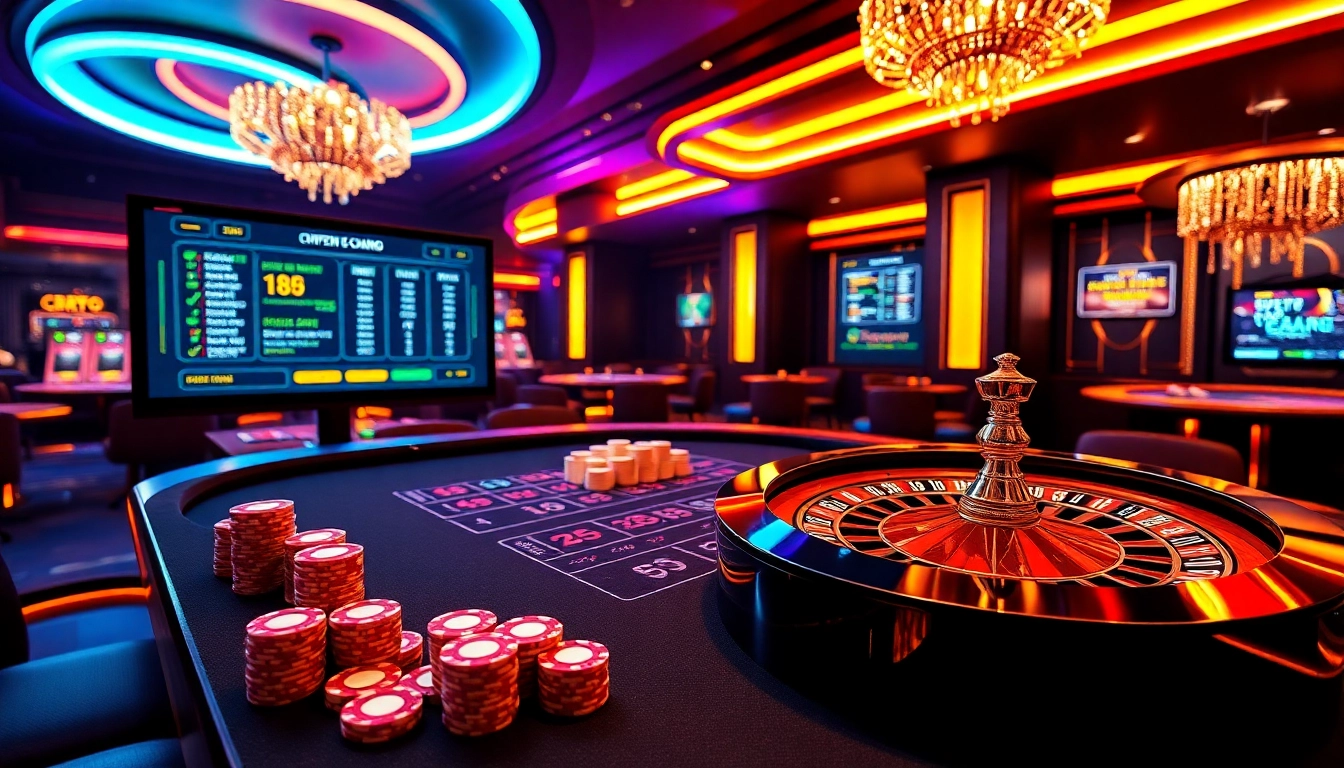 Exciting scene of an online crypto casino highlighting casino en ligne crypto games and transactions.
