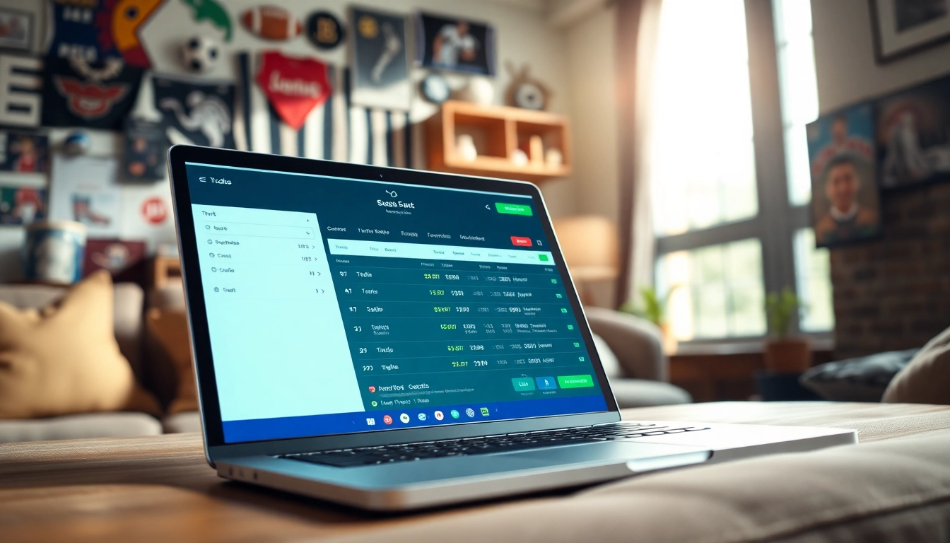 Accédez au site de paris sportifs avec une interface conviviale sur un ordinateur portable.